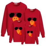 Family Thanksgiving Day Multicolor Matching Sweater Turkey With Sunglasses Pullover Hoodies