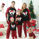 Christmas Matching Family Pajamas Cartoon Mouse With Christmas Hat Black Pajamas Set