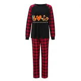 Thanksgiving Day Matching Family Pajamas Peace Love Thanksgiving Turkey Black Pajamas Set