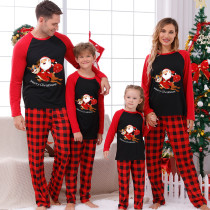Christmas Matching Family Pajamas Santa Claus With Deer Black And Red Pajamas Set