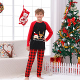Christmas Matching Family Pajamas Deer With Santa Claus Black And Red Pajamas Set