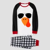 Thanksgiving Day Matching Family Pajamas Turkey With Sunglasses White Pajamas Set