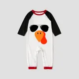 Thanksgiving Day Matching Family Pajamas Turkey With Sunglasses White Pajamas Set