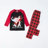 Christmas Matching Family Pajamas Christmas Elephant With Santa Claus Black And Red Pajamas Set