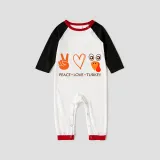Thanksgiving Day Matching Family Pajamas Peace Love Turkey White Pajamas Set