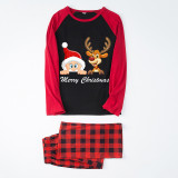 Christmas Matching Family Pajamas Deer With Santa Claus Black And Red Pajamas Set