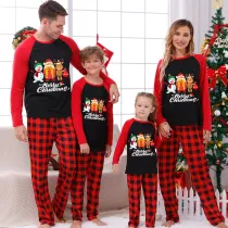 Christmas Matching Family Pajamas Snowman Santa Deer Black And Red Pajamas Set