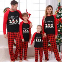 Christmas Matching Family Pajamas Chill In With My Snowmies Black And Red Pajamas Set