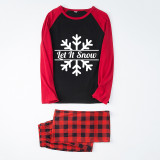 Christmas Matching Family Pajamas Let It Snow Snowflake Black And Red Pajamas Set
