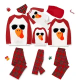 Thanksgiving Day Matching Family Pajamas Turkey With Sunglasses White Pajamas Set