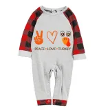 Thanksgiving Day Matching Family Pajamas Peace Love Turkey White Pajamas Set