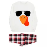 Thanksgiving Day Matching Family Pajamas Turkey With Sunglasses White Pajamas Set