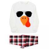 Thanksgiving Day Matching Family Pajamas Turkey With Sunglasses White Pajamas Set