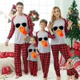 Thanksgiving Day Matching Family Pajamas Turkey With Sunglasses White Pajamas Set