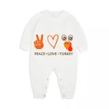 Thanksgiving Day Matching Family Pajamas Peace Love Turkey White Pajamas Set