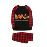 Thanksgiving Day Matching Family Pajamas Peace Love Thanksgiving Turkey Black Pajamas Set