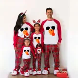 Thanksgiving Day Matching Family Pajamas Turkey With Sunglasses White Pajamas Set