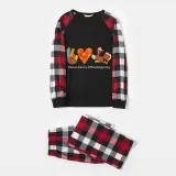 Thanksgiving Day Matching Family Pajamas Peace Love Thanksgiving Turkey Black And Red Plaids Pajamas Set