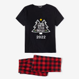2022 Christmas Family Matching Pajamas We Wish You A Merry Christmas Tree Black Pajamas Set
