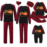 Thanksgiving Day Matching Family Pajamas Peace Love Thanksgiving Pumpkin Black Pajamas Set
