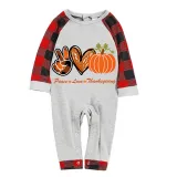 Thanksgiving Day Matching Family Pajamas Peace Love Thanksgiving Pumpkin White Pajamas Set