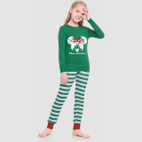 Christmas Matching Family Pajamas Cartoon Mouse With Christmas Hat Green Stripes Pajamas Set