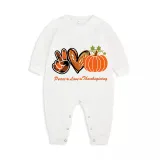 Thanksgiving Day Matching Family Pajamas Peace Love Thanksgiving Pumpkin White Pajamas Set