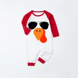 Thanksgiving Day Matching Family Pajamas Turkey With Sunglasses White Pajamas Set