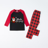 Christmas Matching Family Pajamas Blocking Santa Claus Black And Red Pajamas Set