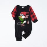 Christmas Matching Family Pajamas Penguin With Christmas Tree Black And Red Pajamas Set
