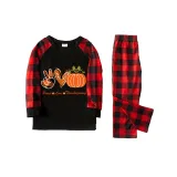 Thanksgiving Day Matching Family Pajamas Peace Love Thanksgiving Pumpkin Black Pajamas Set