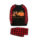 Thanksgiving Day Matching Family Pajamas Peace Love Thanksgiving Pumpkin Black Pajamas Set