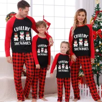 Christmas Matching Family Pajamas Chillin' With My Snowmies Black And Red Pajamas Set