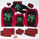 Christmas Matching Family Pajamas Christmas Tree Rex Dinosuar Black And Red Pajamas Set