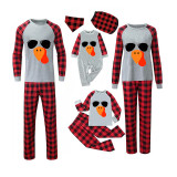 Thanksgiving Day Matching Family Pajamas Turkey With Sunglasses White Pajamas Set