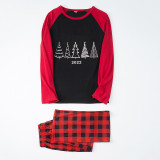2022 Christmas Matching Family Pajamas Christmas Trees Black And Red Pajamas Set