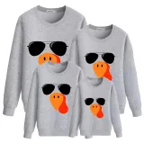 Family Thanksgiving Day Multicolor Matching Sweater Turkey With Sunglasses Pullover Hoodies