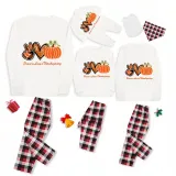 Thanksgiving Day Matching Family Pajamas Peace Love Thanksgiving Pumpkin White Pajamas Set
