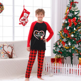 2022 Christmas Matching Family Pajamas Santa Claus Heart Black And Red Pajamas Set