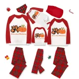 Thanksgiving Day Matching Family Pajamas Peace Love Thanksgiving Pumpkin White Pajamas Set