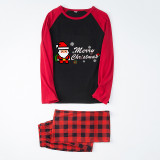 Christmas Matching Family Pajamas Blocking Santa Claus Black And Red Pajamas Set