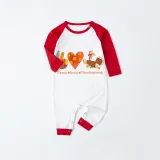 Thanksgiving Day Matching Family Pajamas Peace Love Thanksgiving Turkey White Pajamas Set