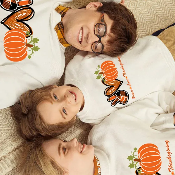 Family Thanksgiving Day Multicolor Matching Sweater Peace Love Thanksgiving Pumpkin Pullover Hoodies