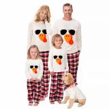 Thanksgiving Day Matching Family Pajamas Turkey With Sunglasses White Pajamas Set
