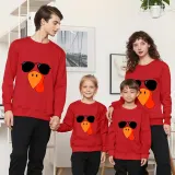 Family Thanksgiving Day Multicolor Matching Sweater Turkey With Sunglasses Pullover Hoodies