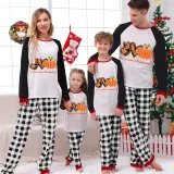 Thanksgiving Day Matching Family Pajamas Peace Love Thanksgiving Pumpkin White Pajamas Set