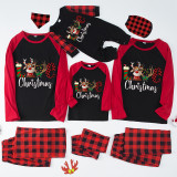 Christmas Matching Family Pajamas Love Deer Slogan Black And Red Pajamas Set