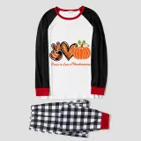 Thanksgiving Day Matching Family Pajamas Peace Love Thanksgiving Pumpkin White Pajamas Set