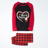 2022 Christmas Matching Family Pajamas Santa Claus Heart Black And Red Pajamas Set