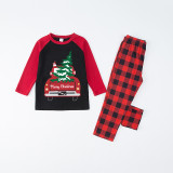 Christmas Matching Family Pajamas Truck With Christmas Tree Black And Red Pajamas Set